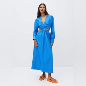 MANGO Vent Cotton Dress | Blue